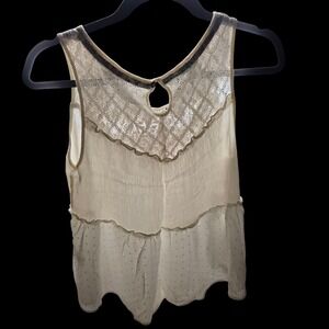 Maurices‎ Women's Sheer Y2K Style Tank Top. Cream, White, Tank, Navy